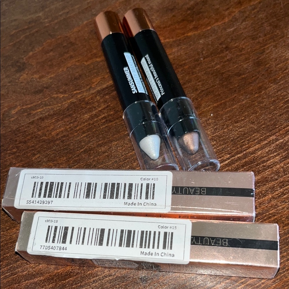 Bronze and Metallic Light Gray Eyeshadow Crayons NWT